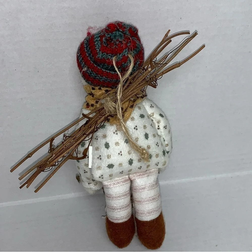 Lot of 5 Country Plush Decorations Ornaments Santa Snowman Reindeer Girl NEW